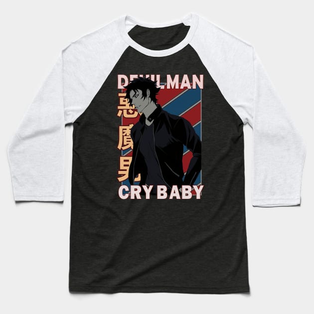 Akira Fudo Devilman Cryba Anime Baseball T-Shirt by CarolIrvine